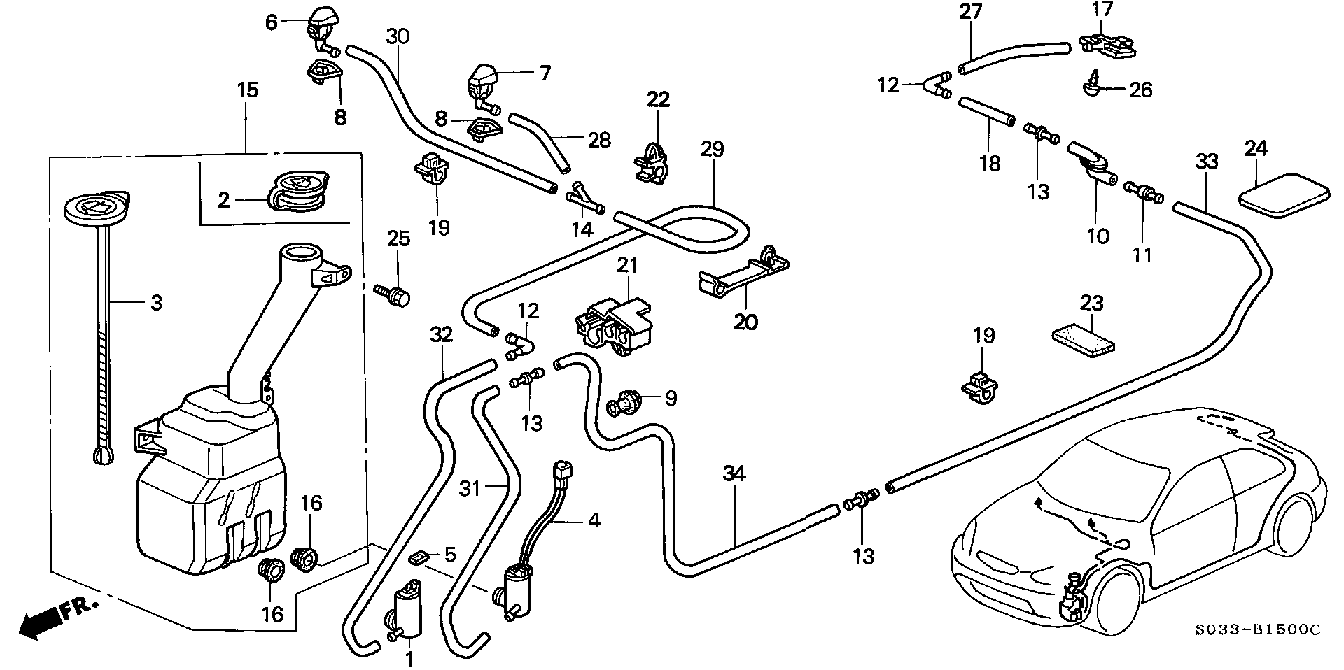 Diagram WINDSHIELD WASHER for your Honda Civic Hatchback  