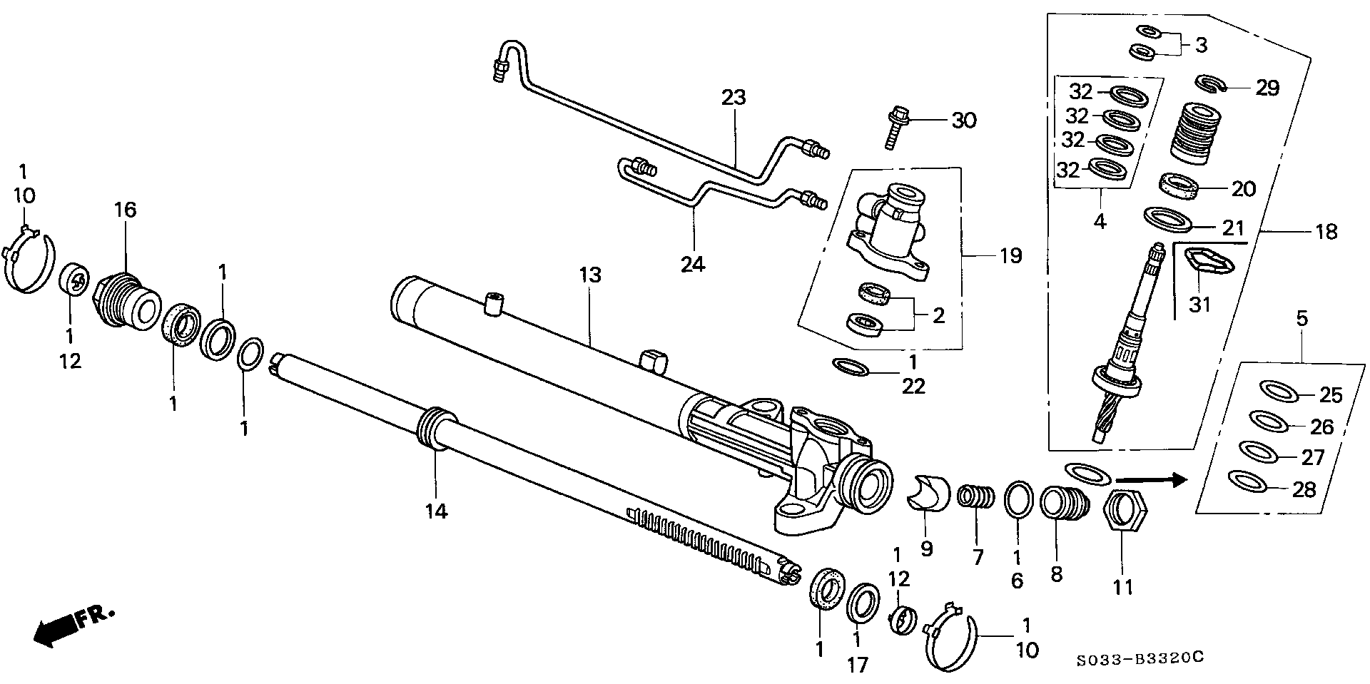 Diagram P.S. GEAR BOX COMPONENTS for your 1998 Honda Accord   