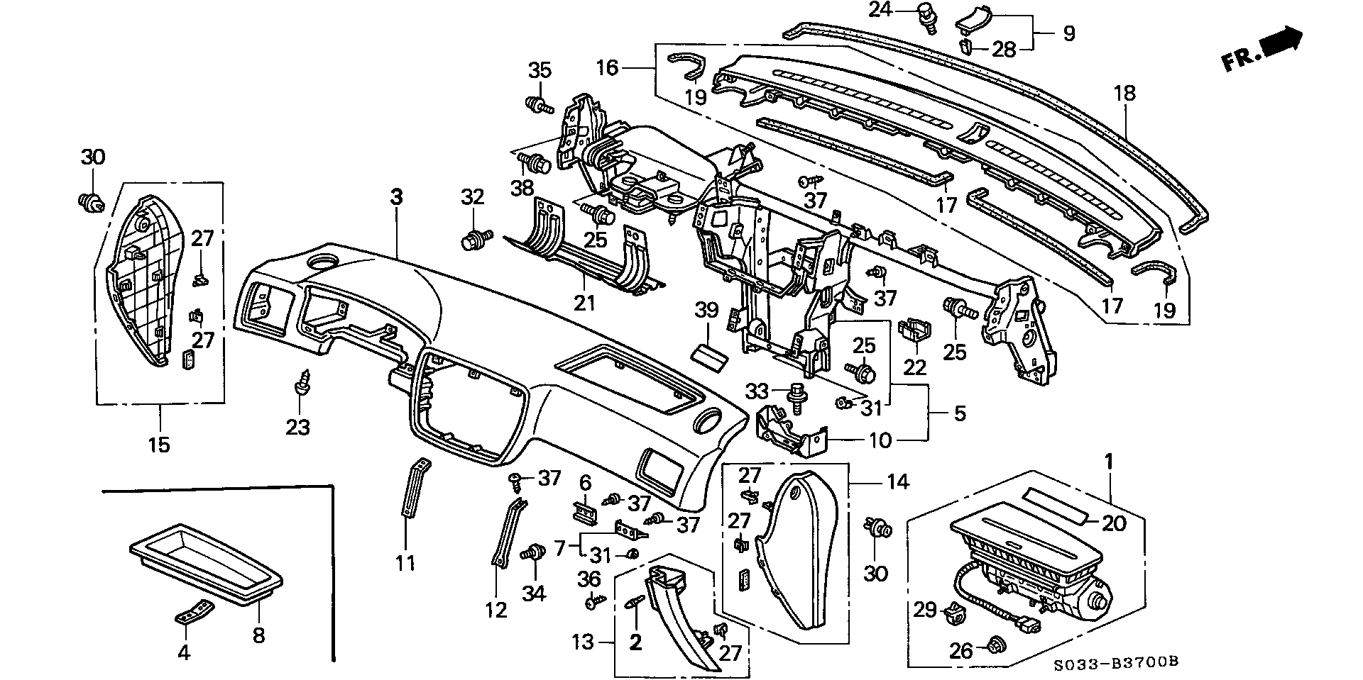 Diagram INSTRUMENT PANEL for your 1996 Honda Civic Hatchback   