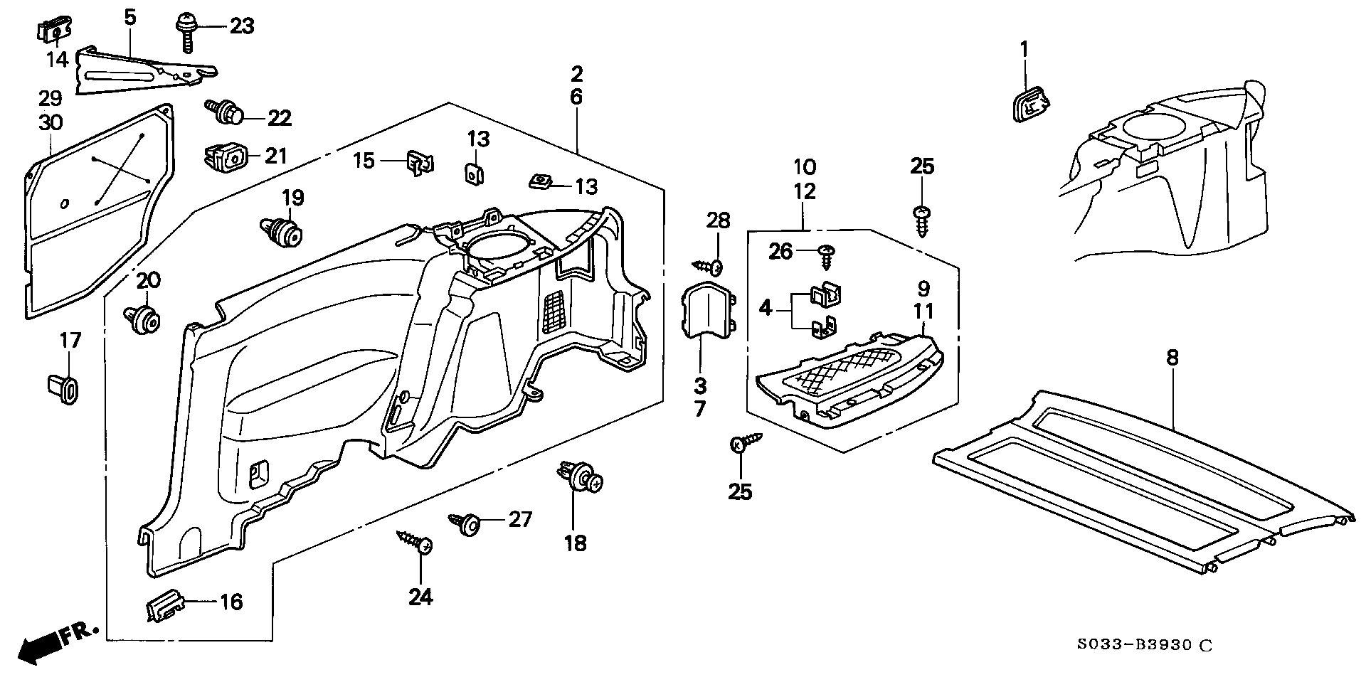 Diagram SIDE LINING for your Honda Civic Hatchback  