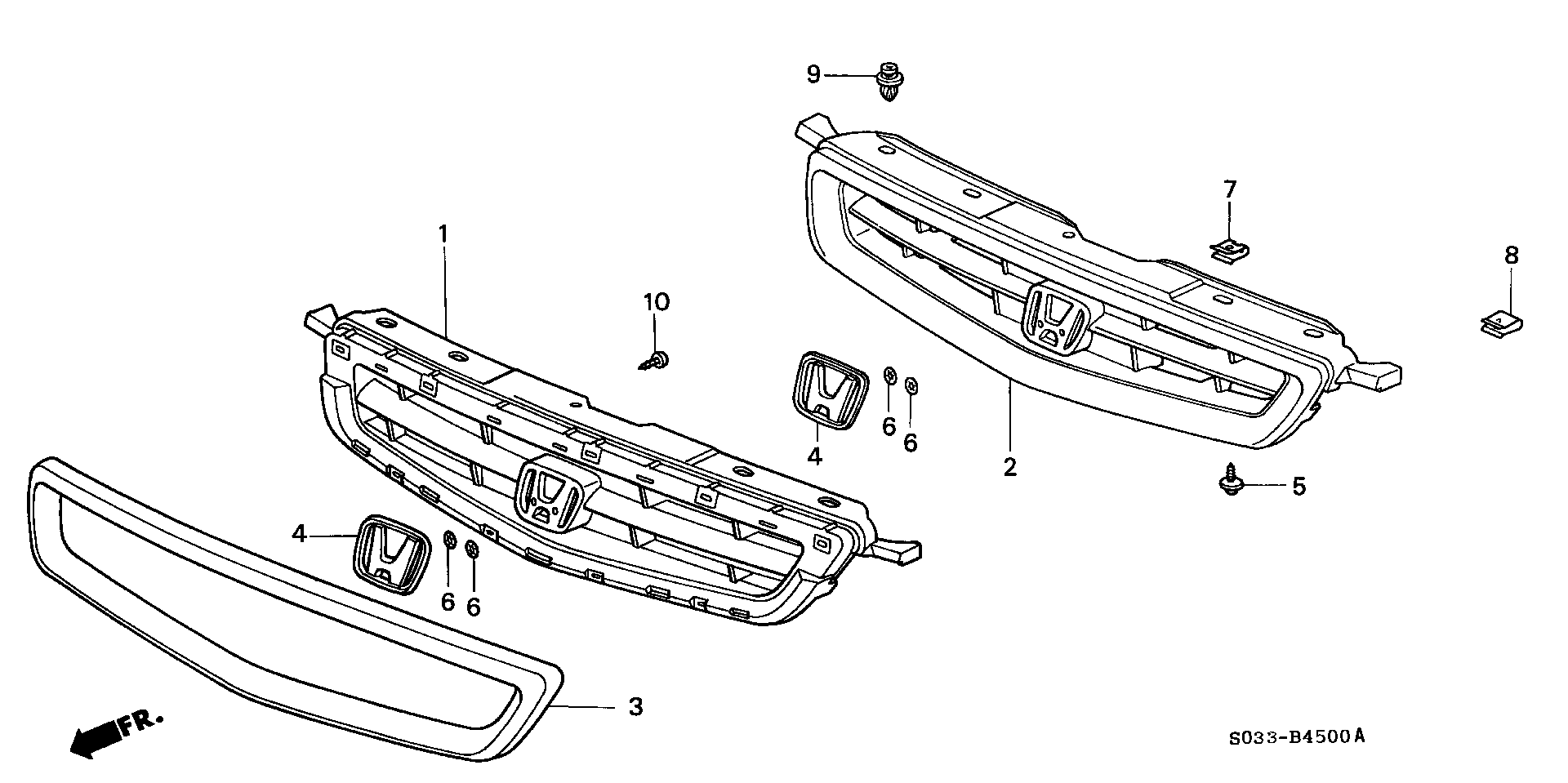 Diagram FRONT GRILLE for your Honda