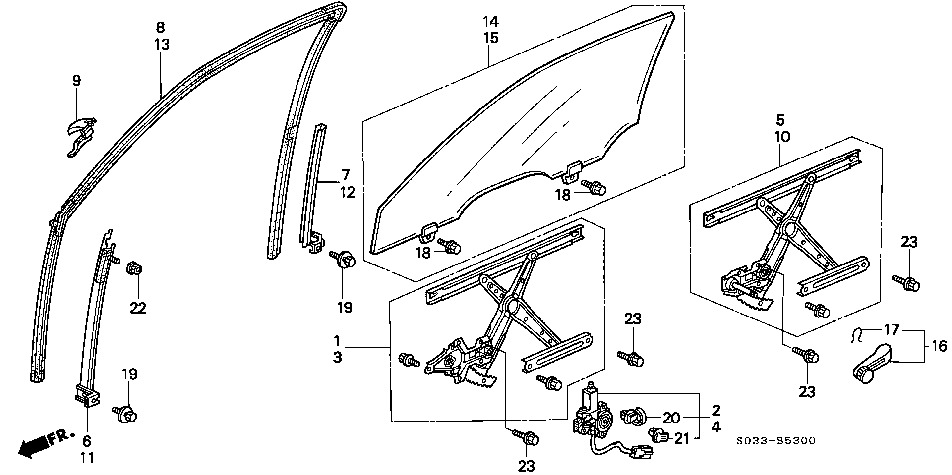 Diagram DOOR WINDOW for your 1990 Honda Accord Coupe 2.2L MT LX 