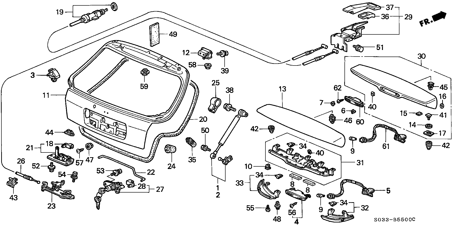 Diagram TAILGATE (1) for your Honda