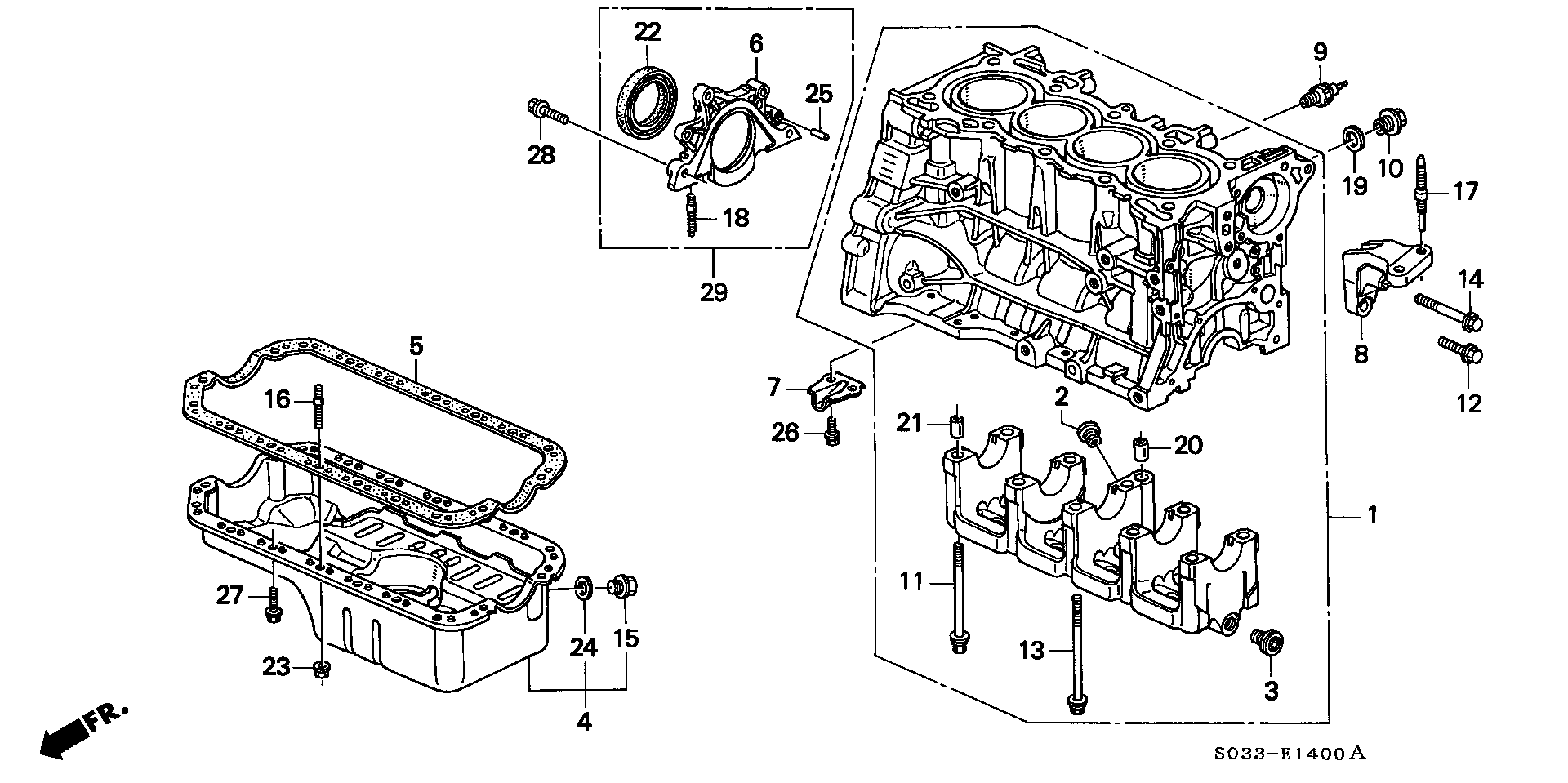 Diagram CYLINDER BLOCK@OIL PAN for your Honda Civic Hatchback  