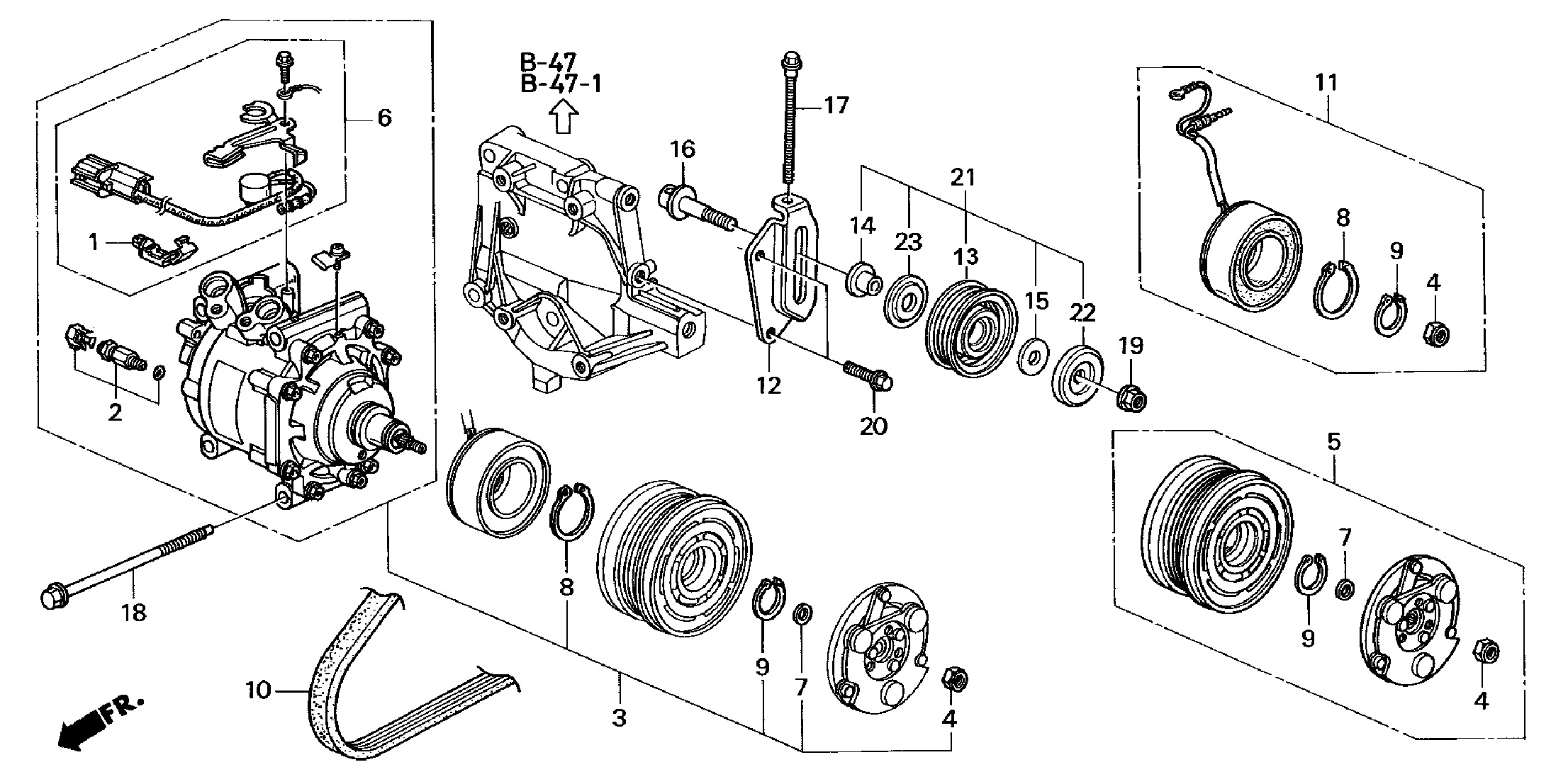 Diagram COMPRESSOR (SANDEN) (2) for your 1990 Honda Accord Coupe 2.2L AT LX 