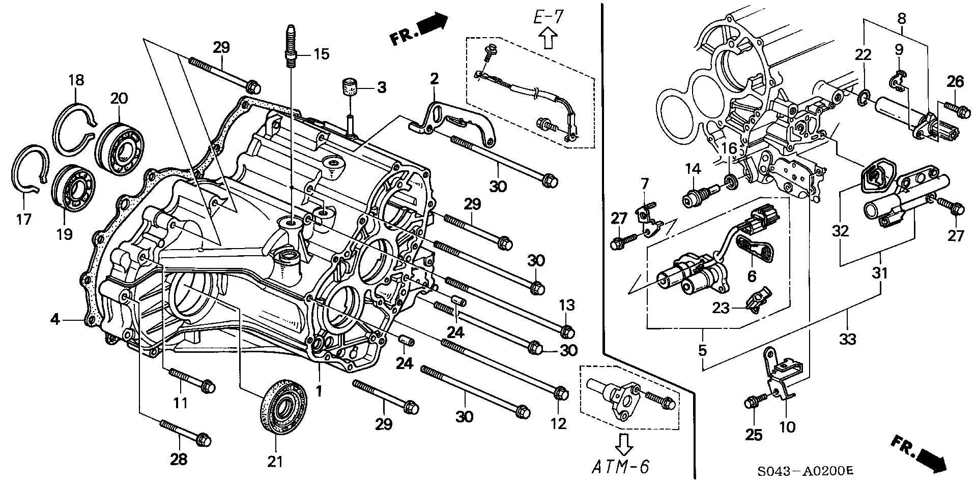 Diagram TRANSMISSION HOUSING (A4RA) for your 1996 Honda Civic   