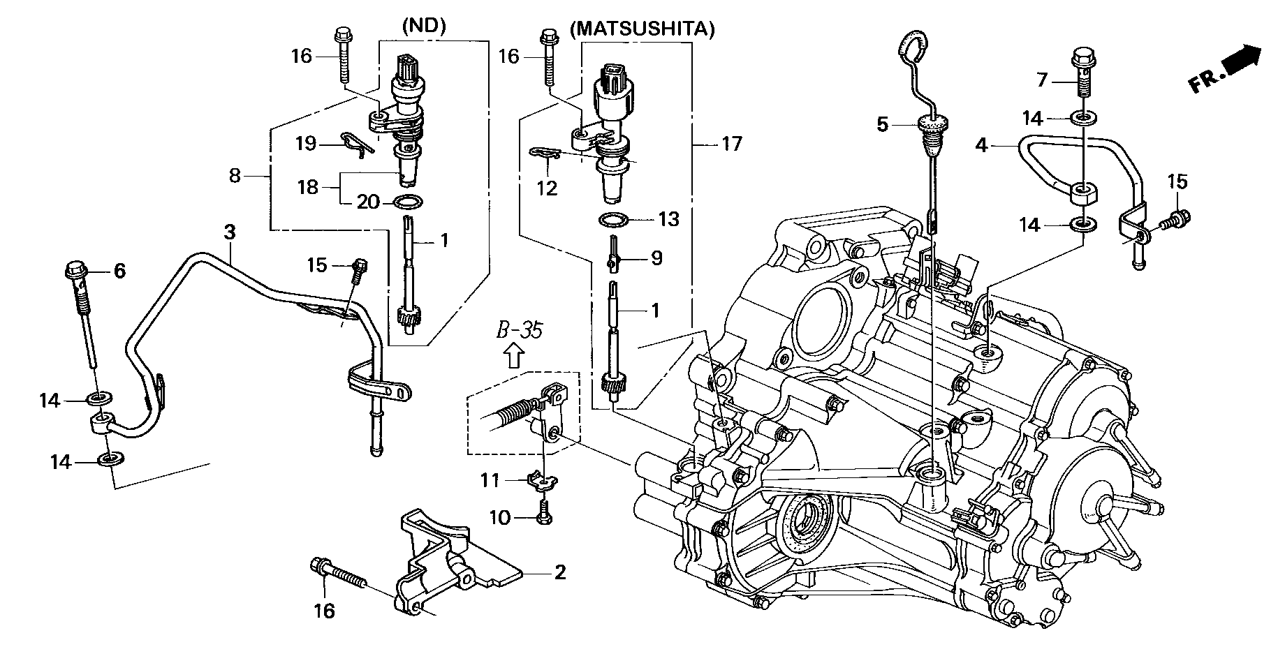 Diagram ATF PIPE@SPEEDOMETER GEAR for your 1996 Honda Civic   