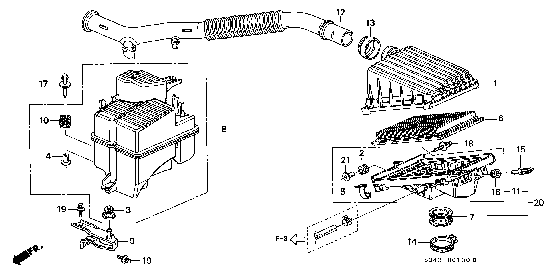 Diagram AIR CLEANER (1) for your 1994 Honda Accord Coupe   