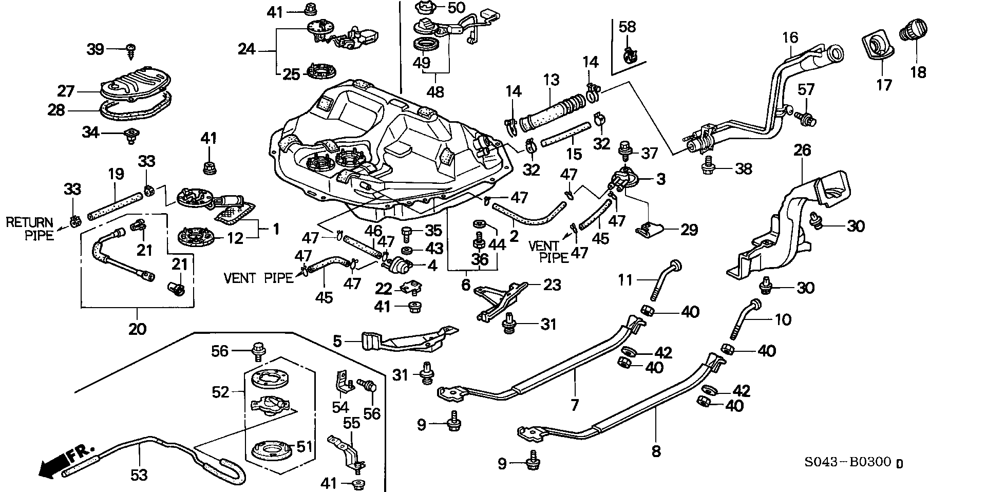 Diagram FUEL TANK (1) for your 1994 Honda Accord Coupe 2.2L MT LX 