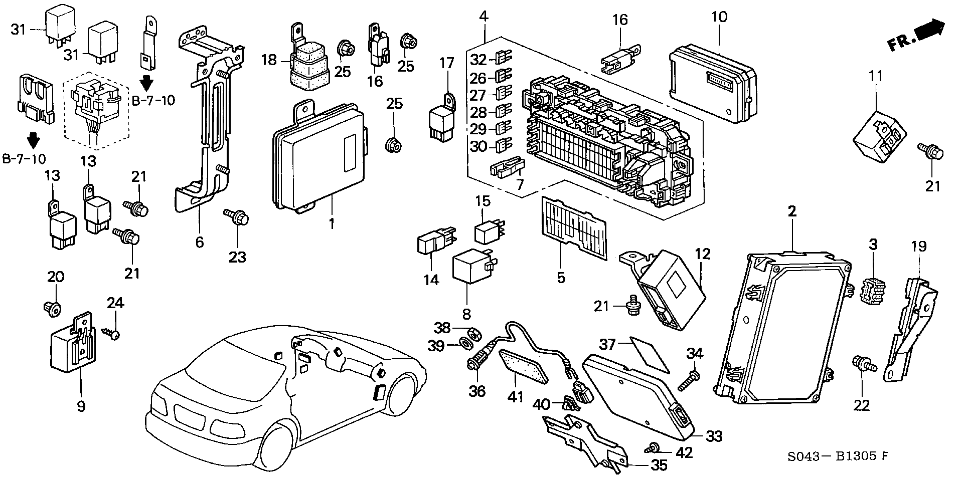 Diagram CONTROL UNIT (CABIN) for your 1996 Honda Civic   