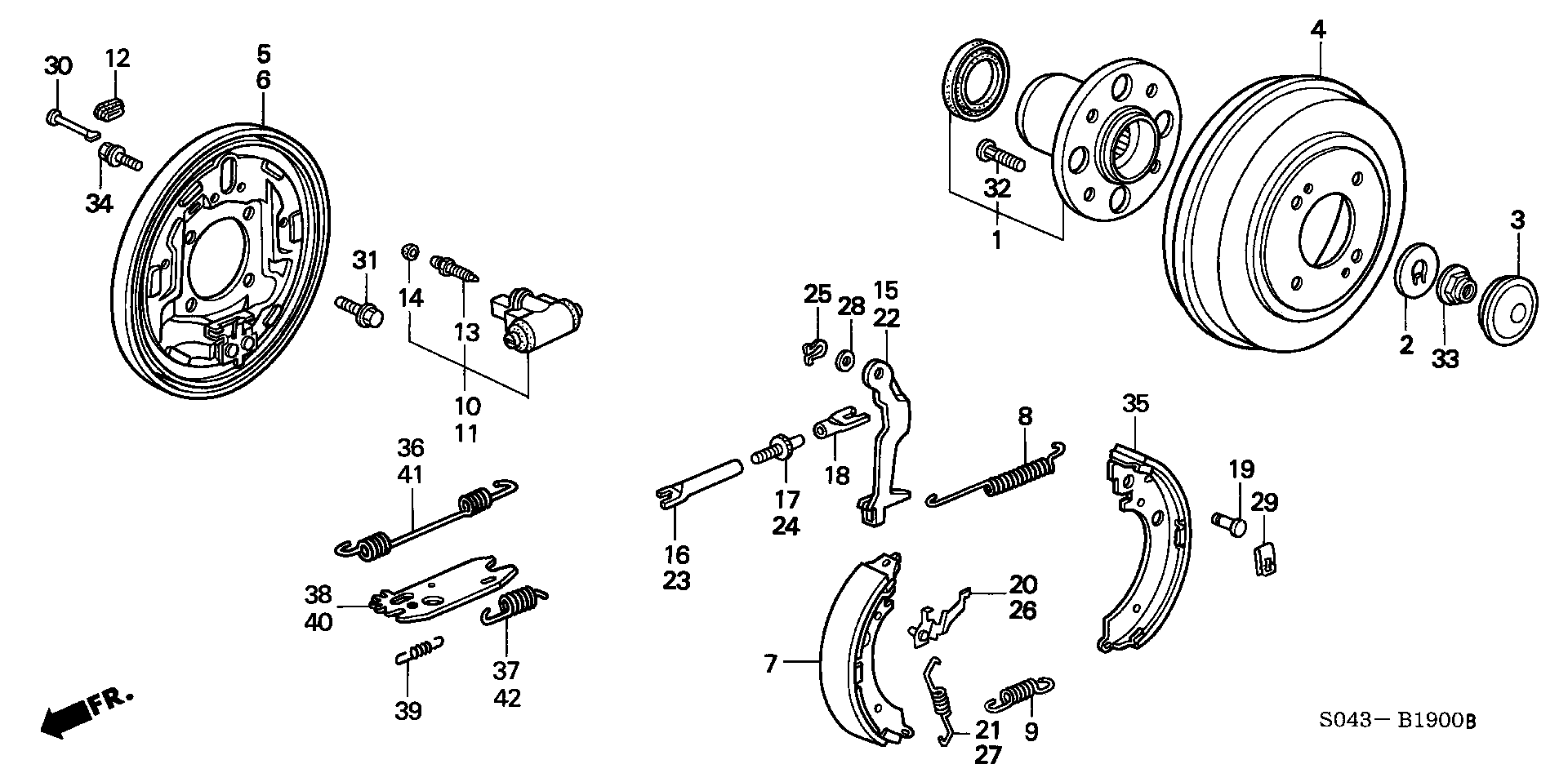 Diagram REAR BRAKE (DRUM) for your 1996 Honda Civic   