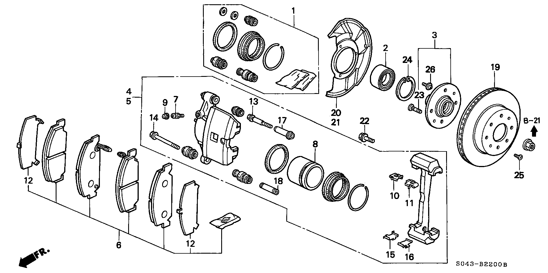 Diagram FRONT BRAKE (1) for your Honda Civic  