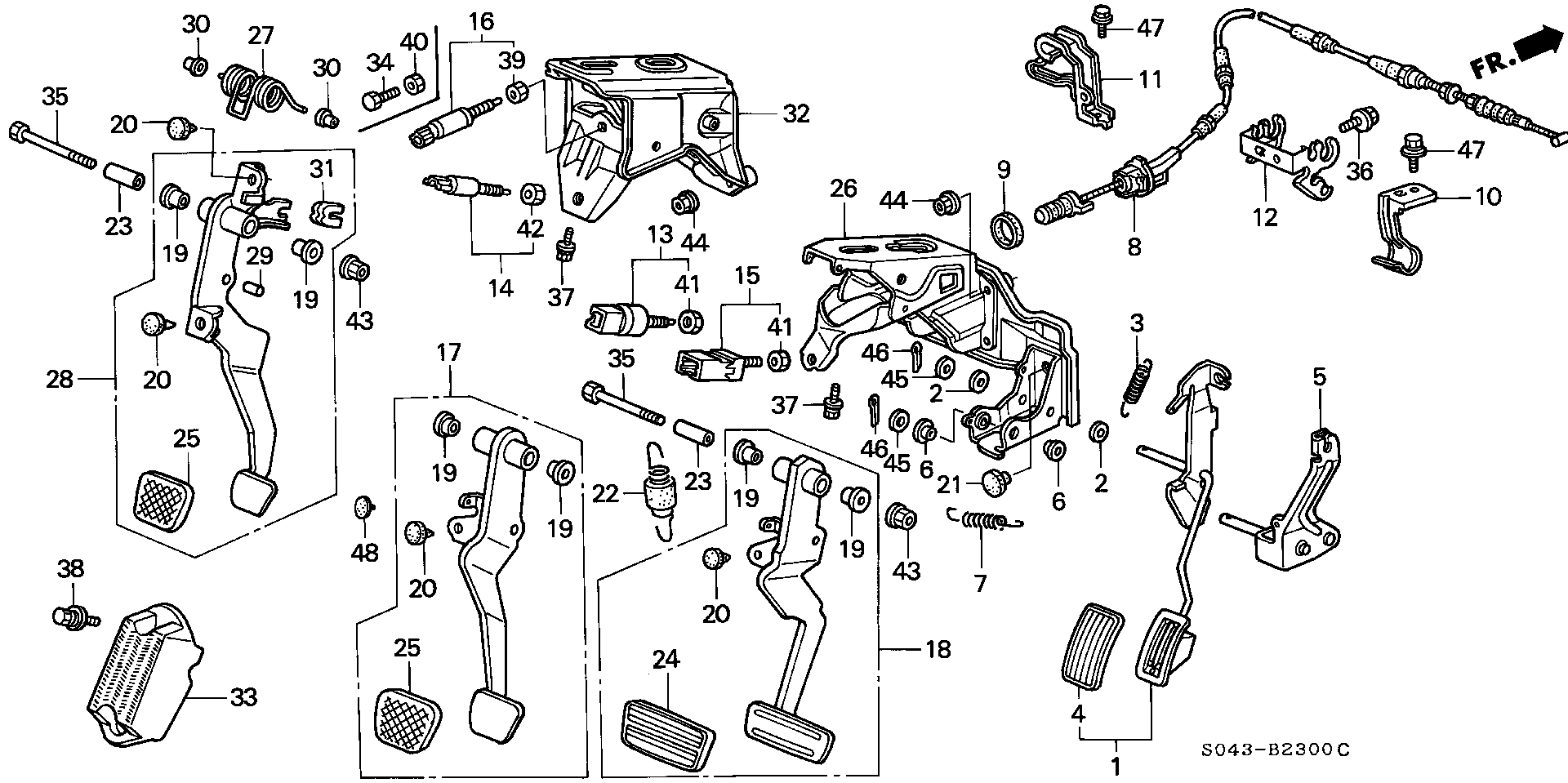 Diagram PEDAL for your 1996 Honda Civic   