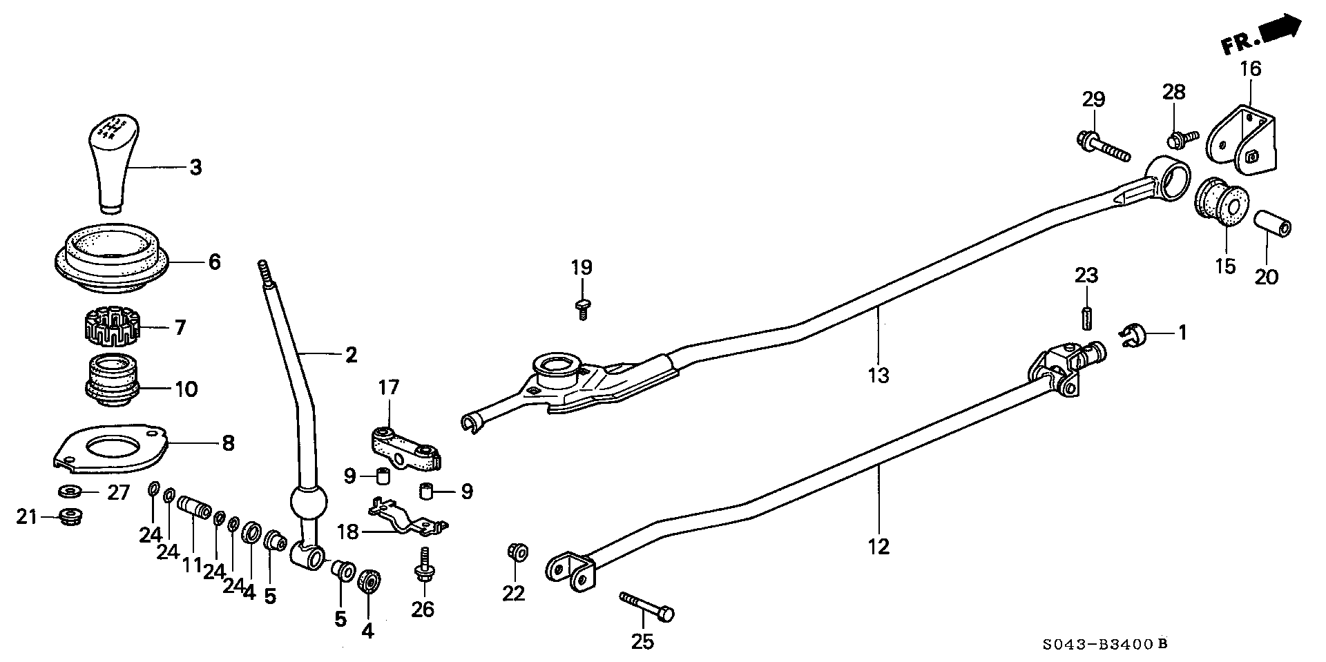 Diagram SHIFT LEVER for your 1992 Honda Accord Coupe 2.2L AT DX 