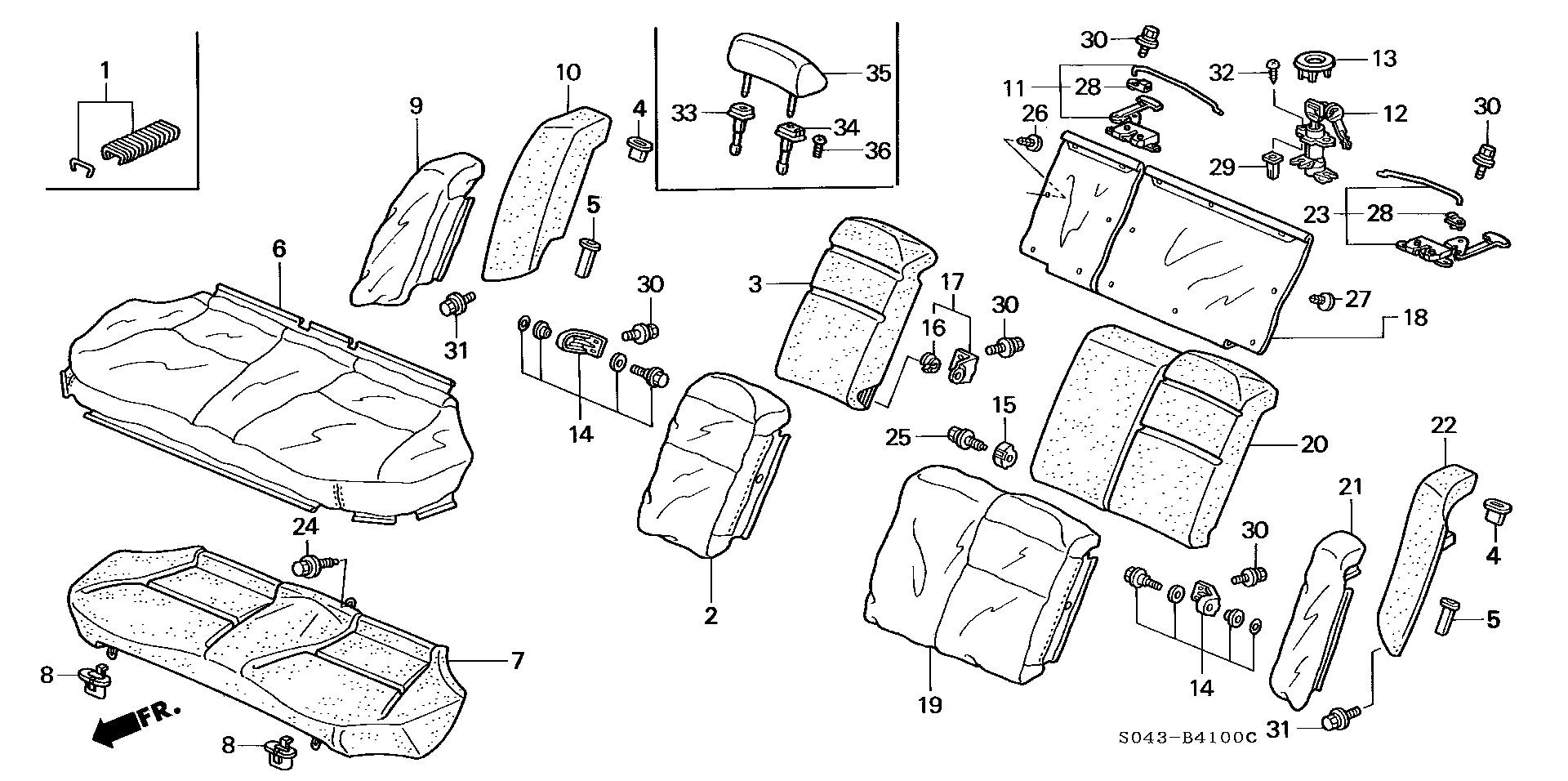 Diagram REAR SEAT for your 1996 Honda Civic   