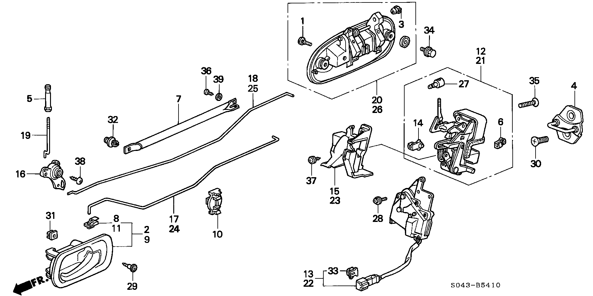 Diagram REAR DOOR LOCKS for your 1990 Honda Accord Coupe 2.2L AT LX 