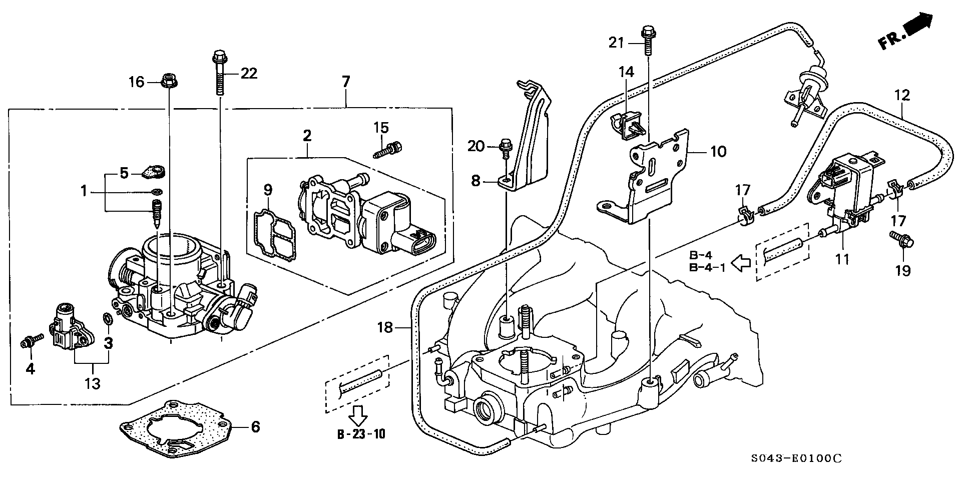 Diagram THROTTLE BODY (1) for your 1996 Honda Civic   