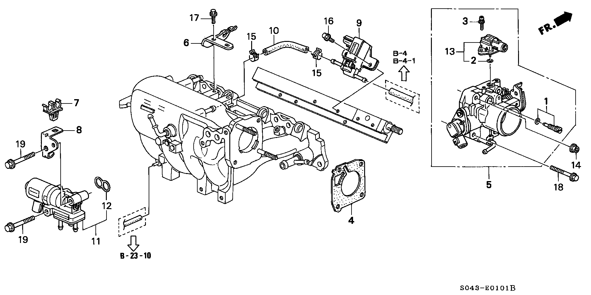 Diagram THROTTLE BODY (2) for your 1996 Honda Civic   