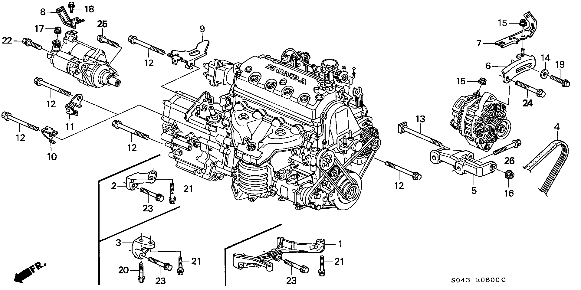 Diagram ALTERNATOR BRACKET@ENGINE  STIFFENER for your 1980 Honda Civic Hatchback   