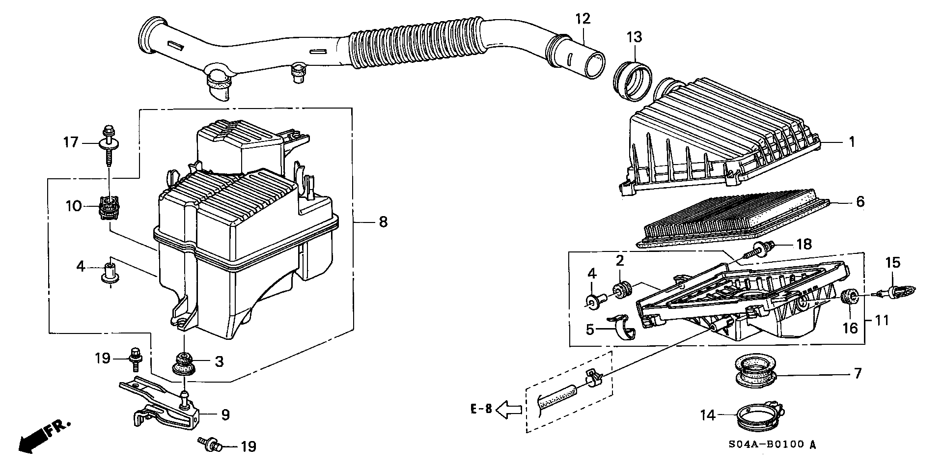 Diagram AIR CLEANER (1) for your 1994 Honda Accord Coupe   