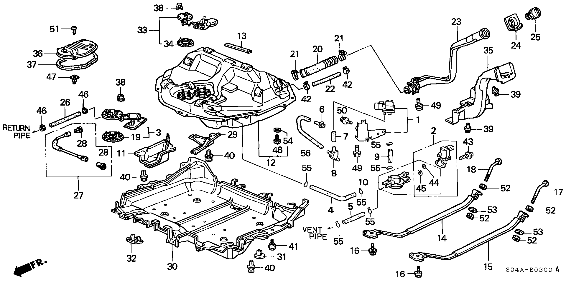 Diagram FUEL TANK (1) for your 1994 Honda Accord Coupe 2.2L MT LX 