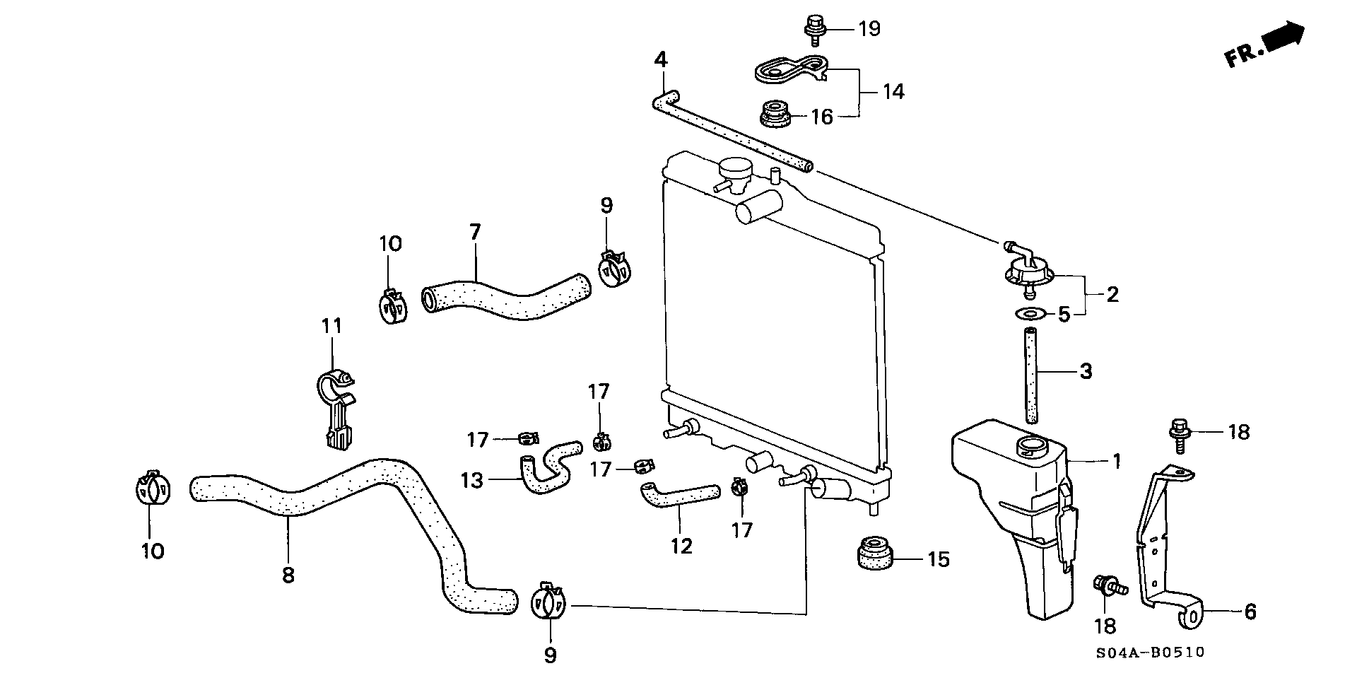 Diagram RADIATOR HOSE for your 1992 Honda Accord Coupe 2.2L AT DX 