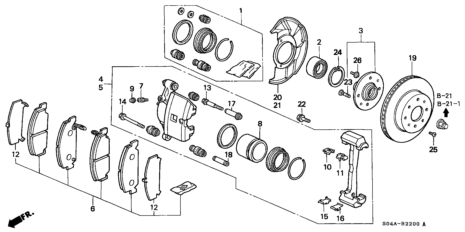 Diagram FRONT BRAKE (1) for your Honda Civic  