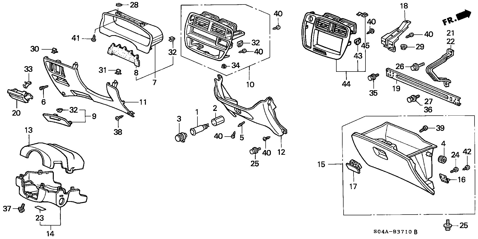 Diagram INSTRUMENT GARNISH for your 1997 Honda Accord Coupe 2.2L AT LX 