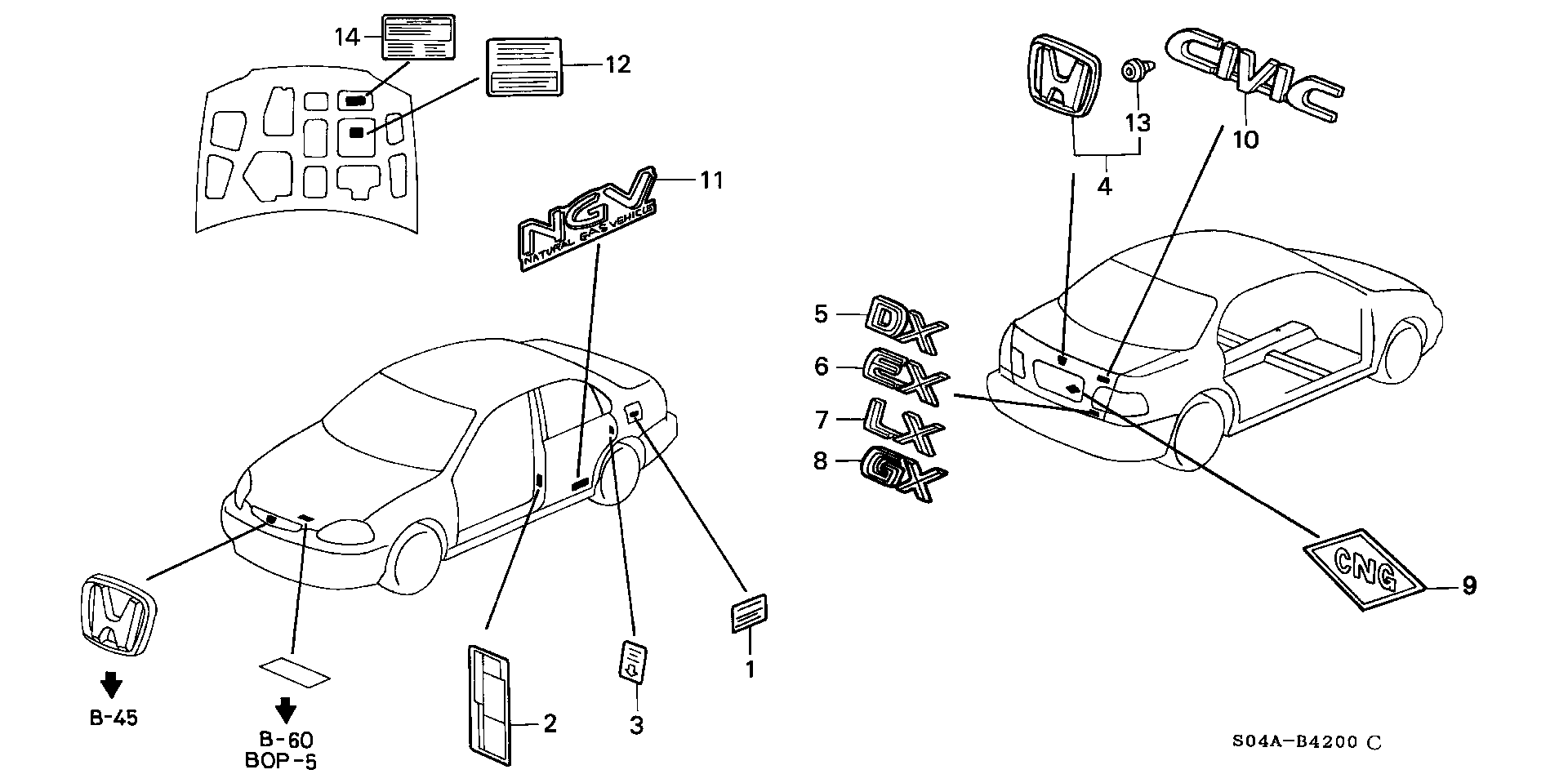 Diagram EMBLEMS for your 1989 Honda Accord Coupe 2.0L MT DX 