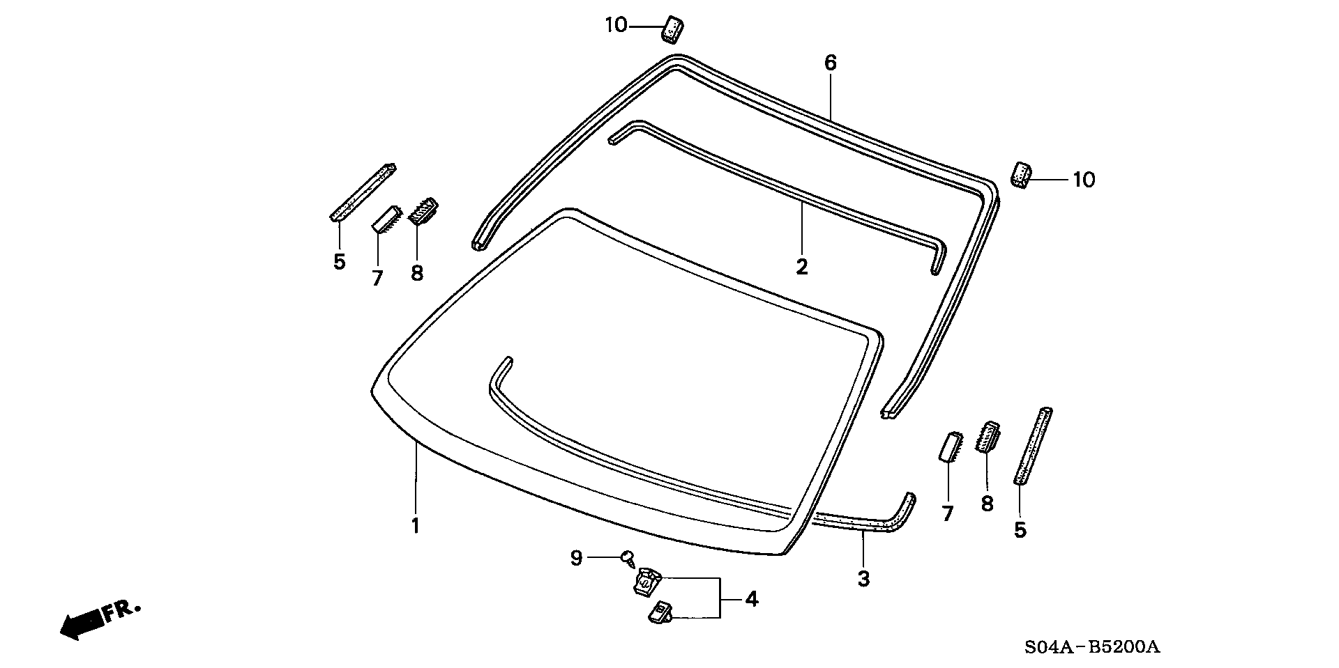 Diagram FRONT WINDSHIELD for your 2004 Honda Civic   