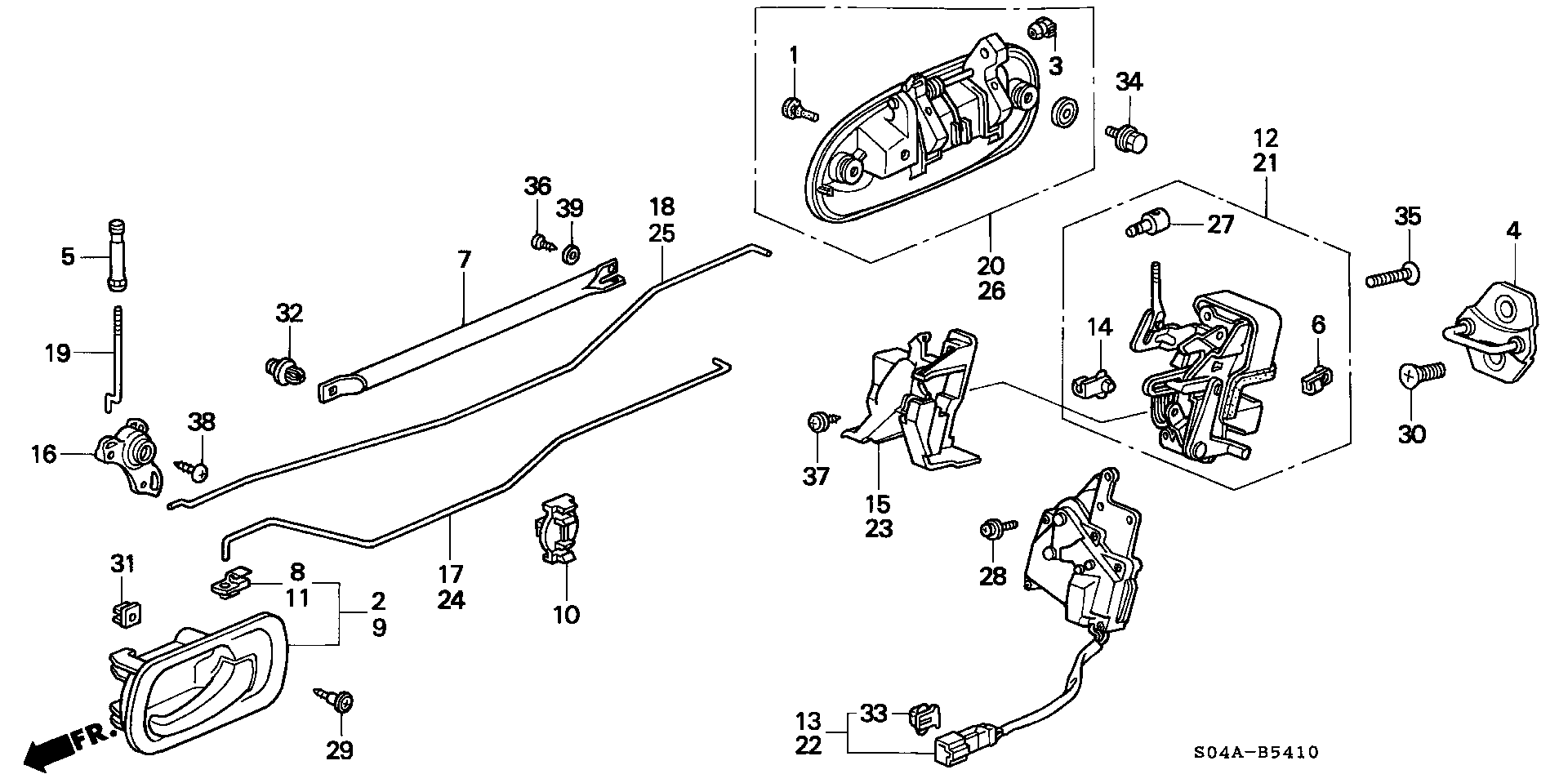 Diagram REAR DOOR LOCKS for your 1990 Honda Accord Coupe 2.2L AT LX 