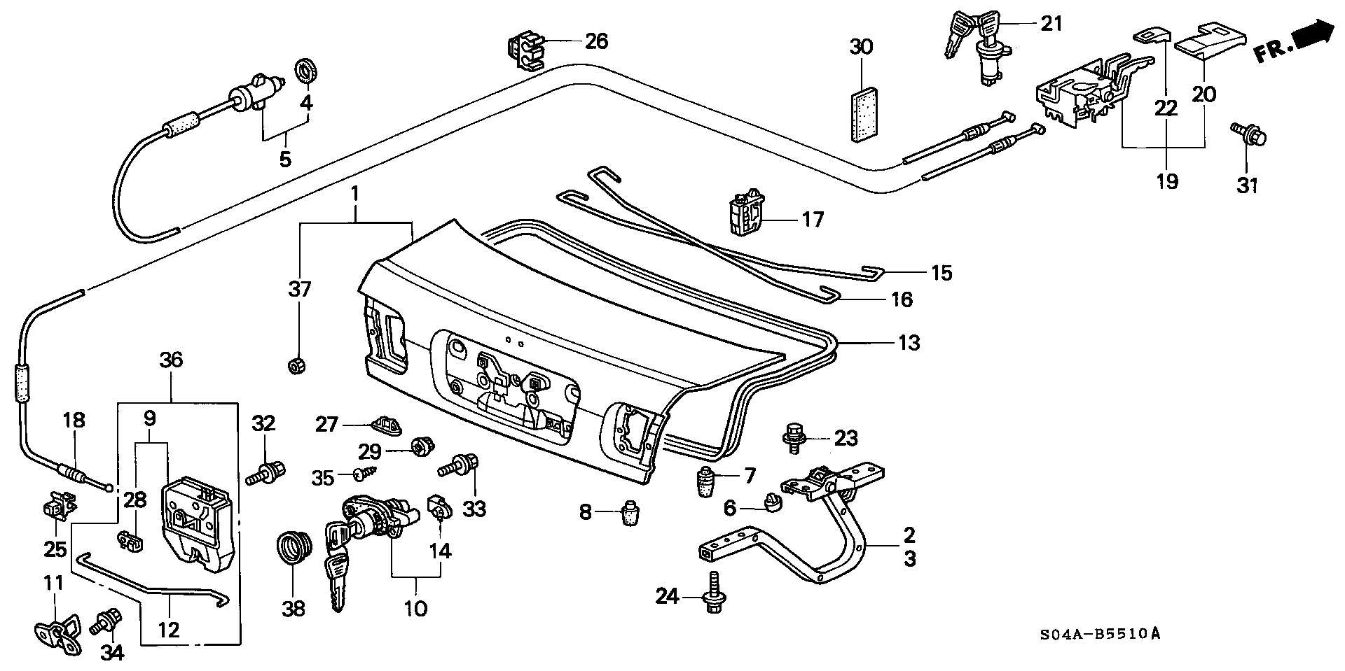 Diagram TRUNK LID for your Honda