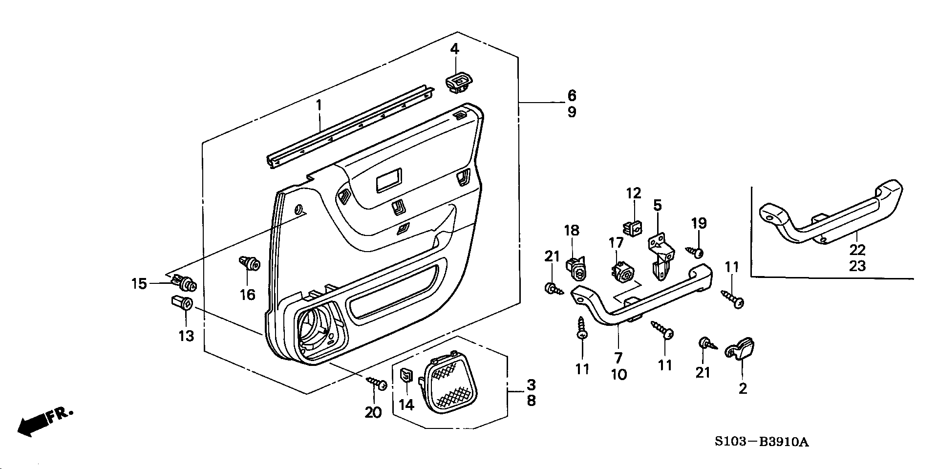 Diagram FRONT DOOR LINING for your 1998 Honda CR-V 2.0L MT EX 