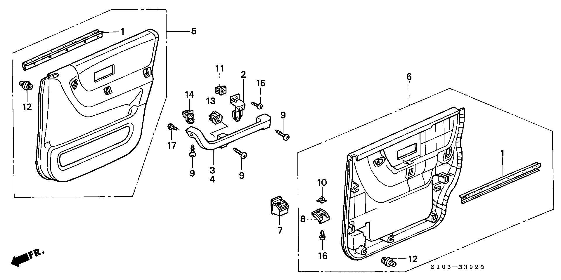 Diagram REAR DOOR LINING (1) for your 1998 Honda CR-V 2.0L MT EX 