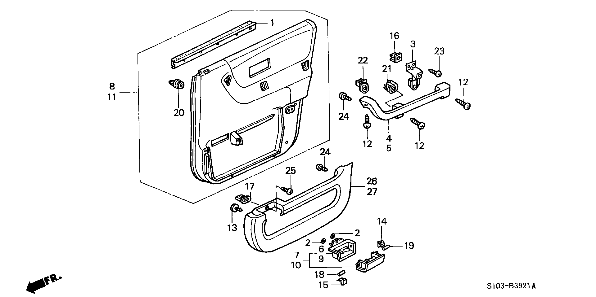 Diagram REAR DOOR LINING (2) for your 1998 Honda CR-V 2.0L MT EX 