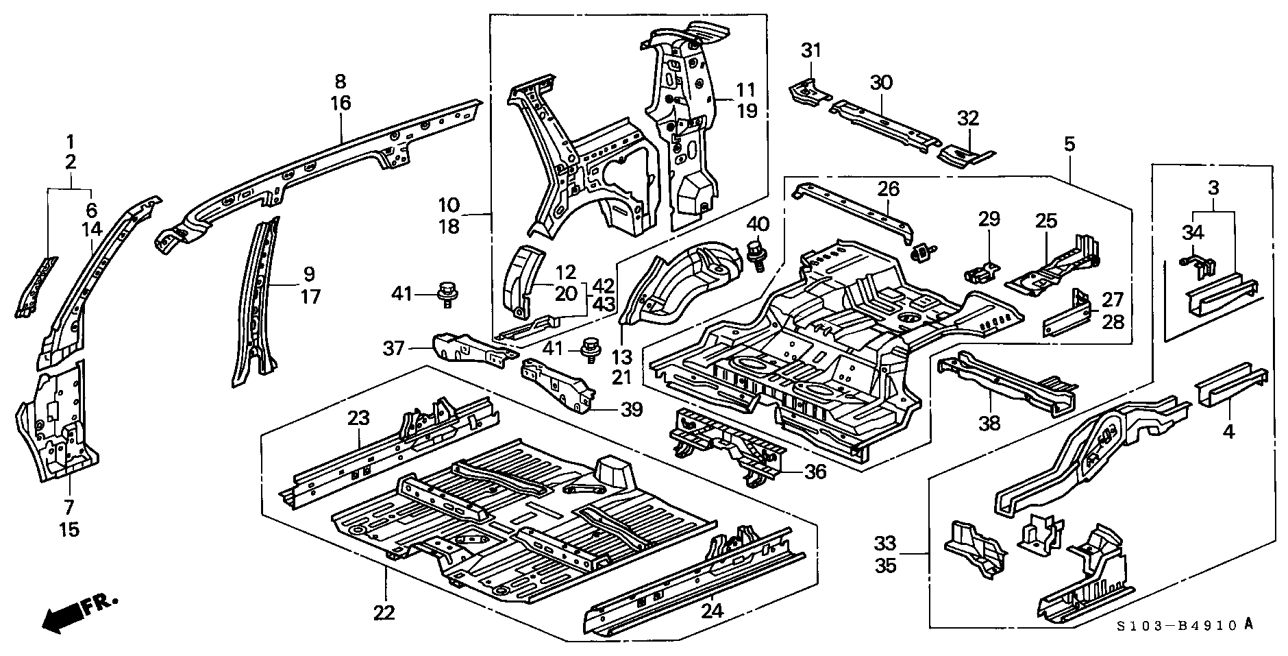 Diagram INNER PANEL for your 1990 Honda Accord Coupe 2.2L MT LX 