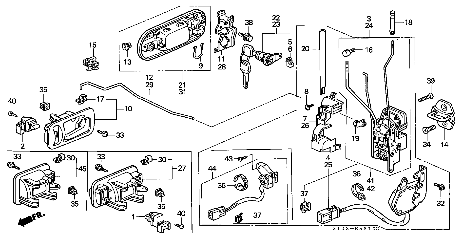 Honda CR-V Lock assy., l. Fr. Door power. Body, front - 72150-S10-A11 ...