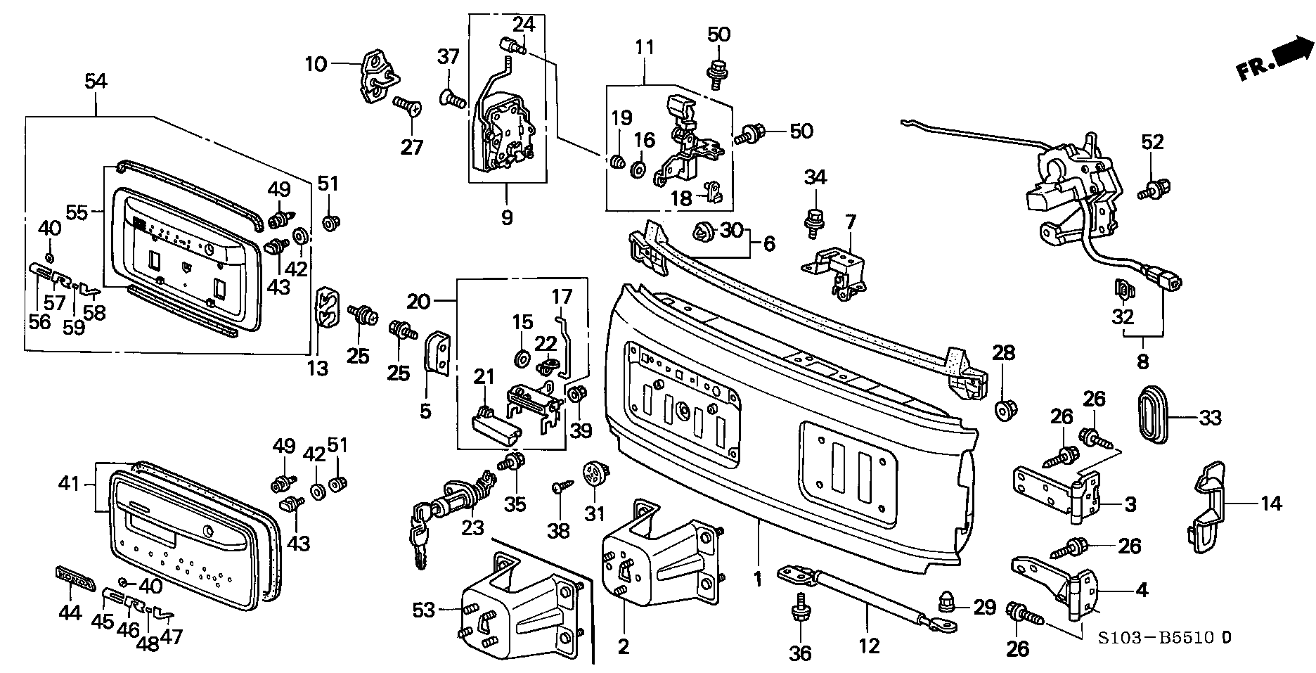 Diagram LOWER TAILGATE for your Honda CR-V  