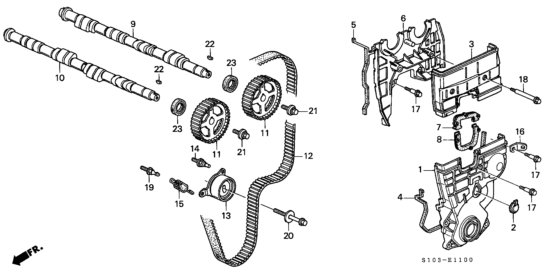 Diagram CAMSHAFT@TIMING BELT for your 1992 Honda Accord Coupe 2.2L AT DX 