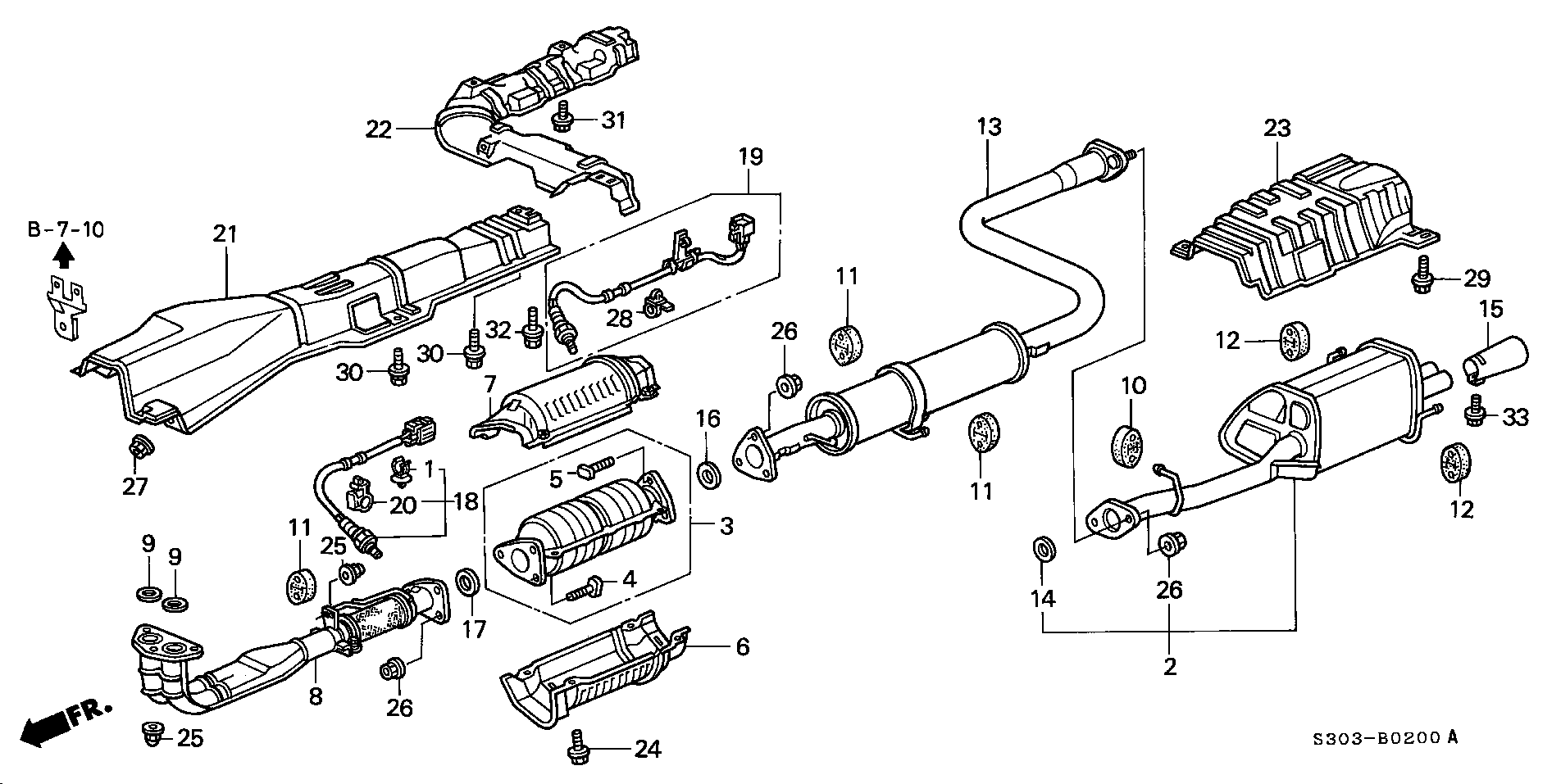 Diagram EXHAUST PIPE (1) for your Honda Prelude  