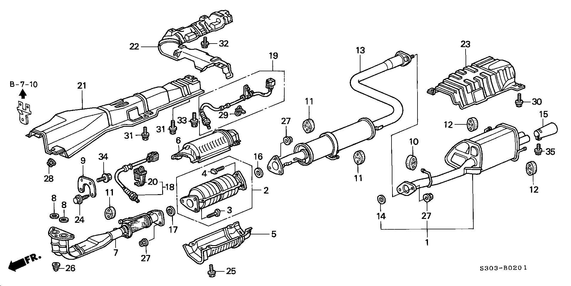 Diagram EXHAUST PIPE (2) for your Honda Prelude  