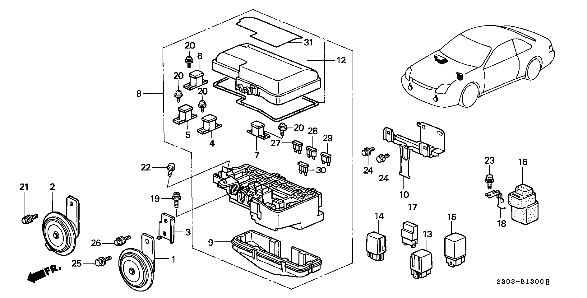 Diagram CONTROL UNIT - ENGINE ROOM for your Honda