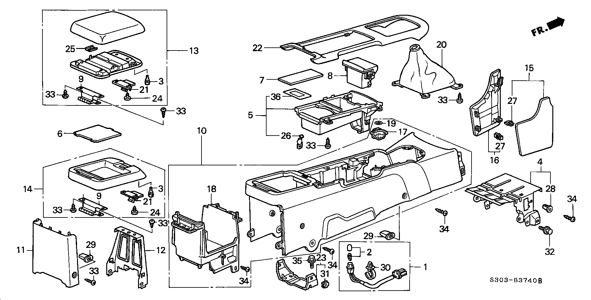 Diagram CONSOLE for your 1990 Honda Accord Coupe 2.2L AT LX 