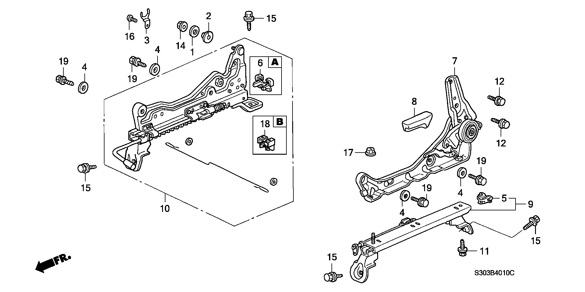 Diagram FRONT SEAT COMPONENTS (1) for your Honda Prelude  