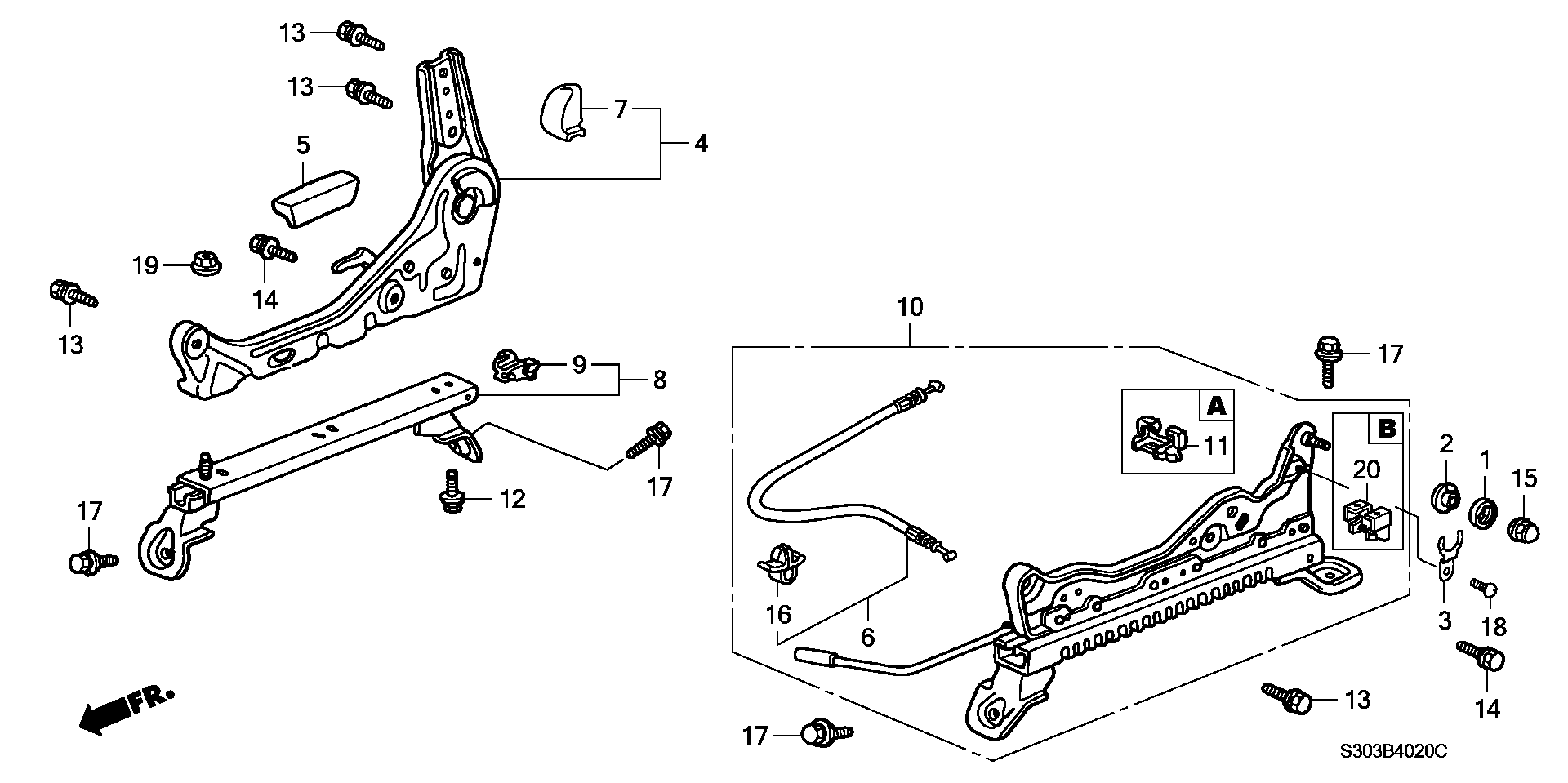 Diagram FRONT SEAT COMPONENTS (2) for your Honda Prelude  