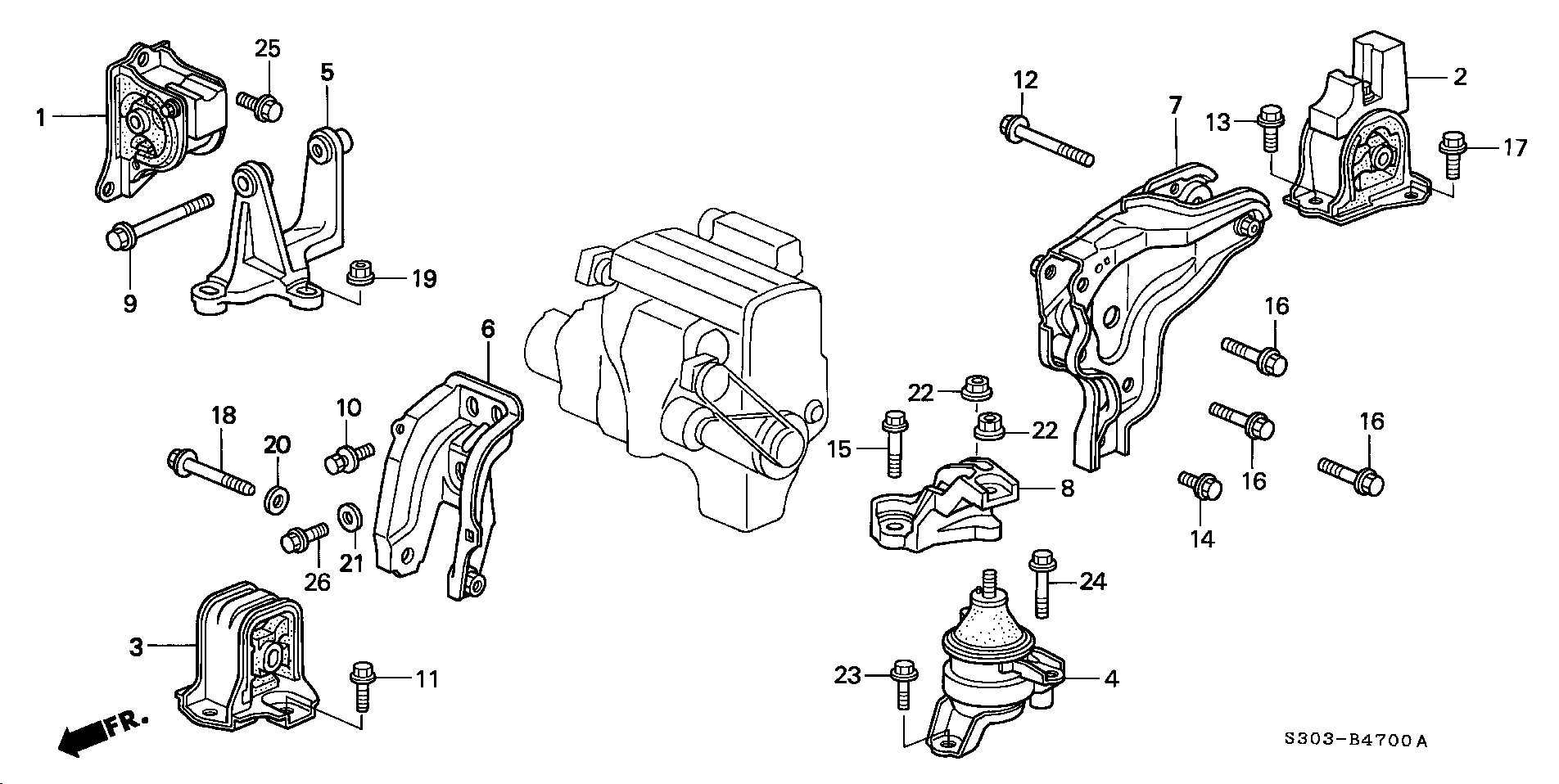 Diagram ENGINE MOUNT for your 1990 Honda Accord Coupe 2.2L MT LX 