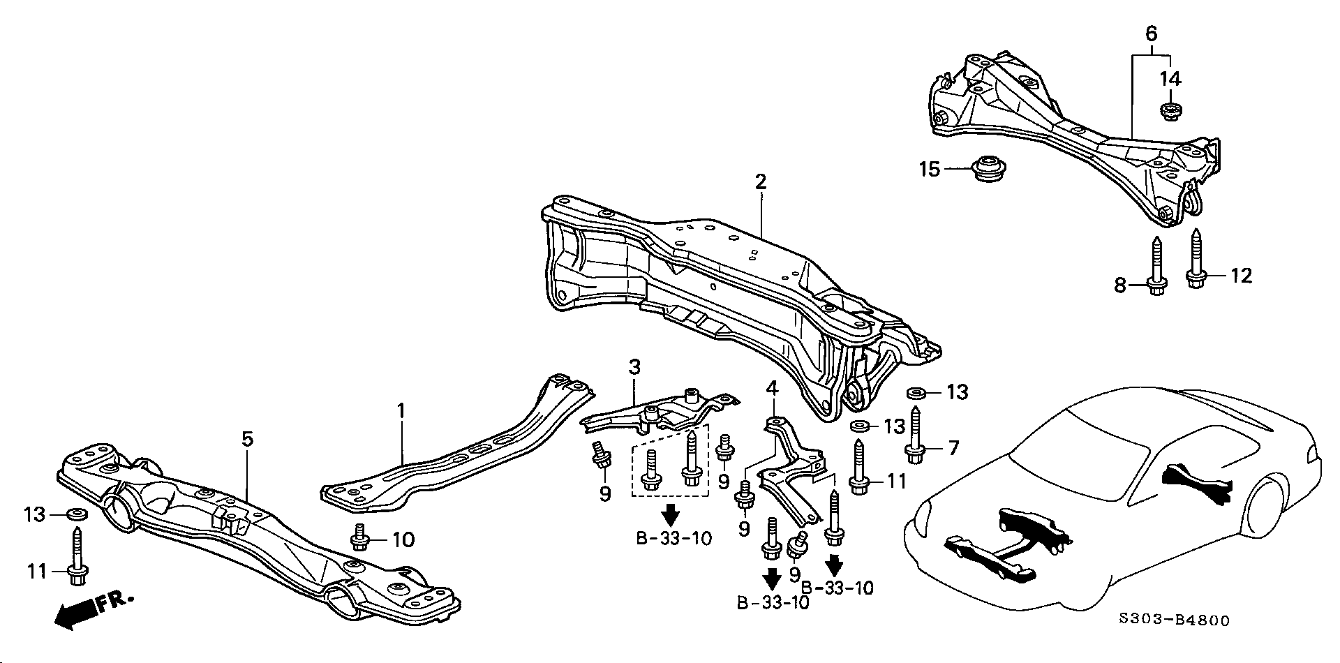 Diagram CROSS BEAM for your 1999 Honda Prelude   