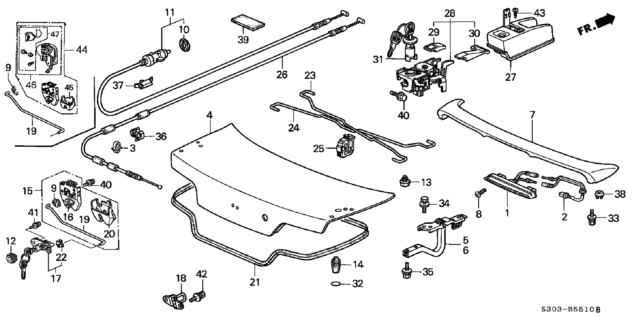 Diagram TRUNK LID for your 1990 Honda Accord Coupe 2.2L AT LX 