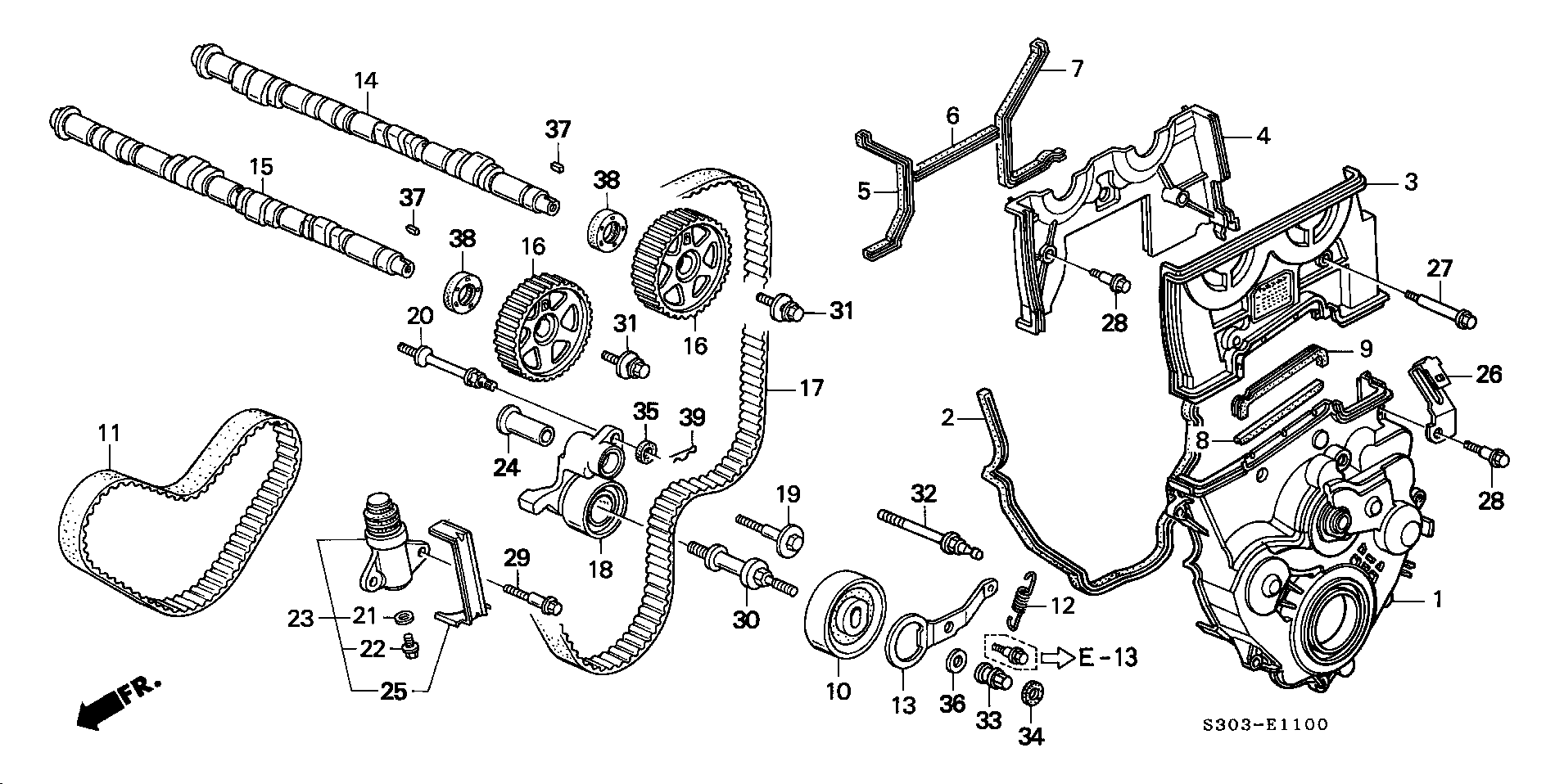 Diagram CAMSHAFT@TIMING BELT for your 1992 Honda Accord Coupe 2.2L AT DX 