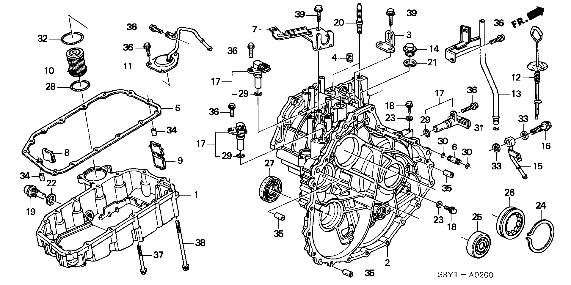 Diagram TRANSMISSION CASE@OIL PAN for your Honda